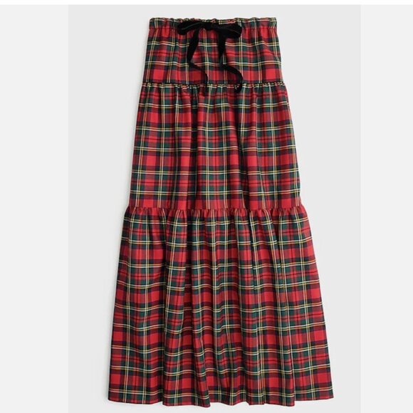 NWOT J. CREW TIERED MAXI SKIRT IN TARTAN PLAID MEDIUM - Picture 5 of 5